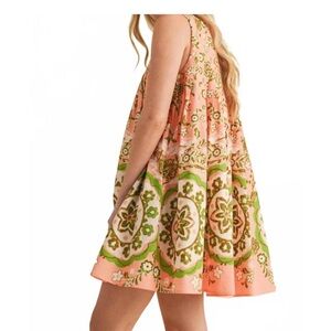 Floral Pink and Green cotton mini dress by &merci